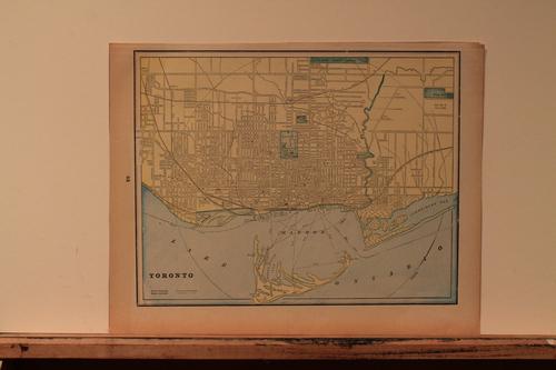 1886 Map of Toronto: Author: Cram Title: 1886 Map of Toronto Medium: Ink on Paper Dimensions: 14"X11.5" Map of Toronto dated 1886. Engraved and published by George Cram in Chicago. Part of his World Atlas. Key lower left.
