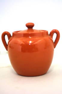 A mini redware bean pot: Title: A mini redware bean potDate/Period: c. 1880Dimensions: 2 3/4" x 3 1/4" Shipping:Domestic: Shipping rates are determined by destinationInternational: Foreign shipping rates are determined by