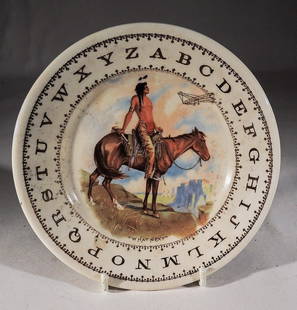 "WHAT NEXT" - American ABC Plate with Wright Bro's Plan: Title: "WHAT NEXT" - American ABC Plate with Wright Bro's Plane Date: Harker Pottery Company (1890 to 1920) Origin: East Liverpool, Ohio Dimension: 6 1/4" D Provenance/Additional Info: "WHAT NEXT" -