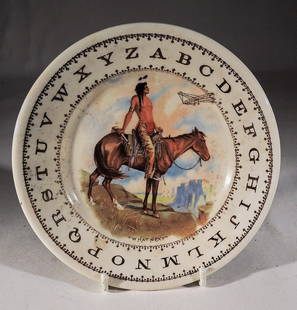 "WHAT NEXT" - American ABC Plate with Wright Bro's Plan: Title: "WHAT NEXT" - American ABC Plate with Wright Bro's Plane Date: Harker Pottery Company (1890 to 1920) Origin: East Liverpool, Ohio Dimension: 6 1/4" D Provenance/Additional Info: "WHAT NEXT" -