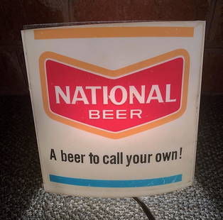 Vintage National Beer Lighted Display Sign: Title: Vintage National Beer Lighted Display SignDate/Period: Approx 1950-60'sDimensions: Approx 6.5 X 6 x 7" deepMaterials: PlasticAdditional Information: Vintage national beer lighted display sign 