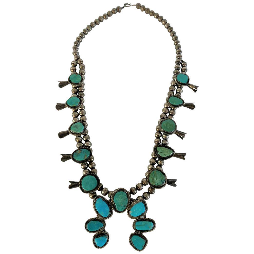 Native American Hand Crafted Squash Blossom Necklace (1 of 10)