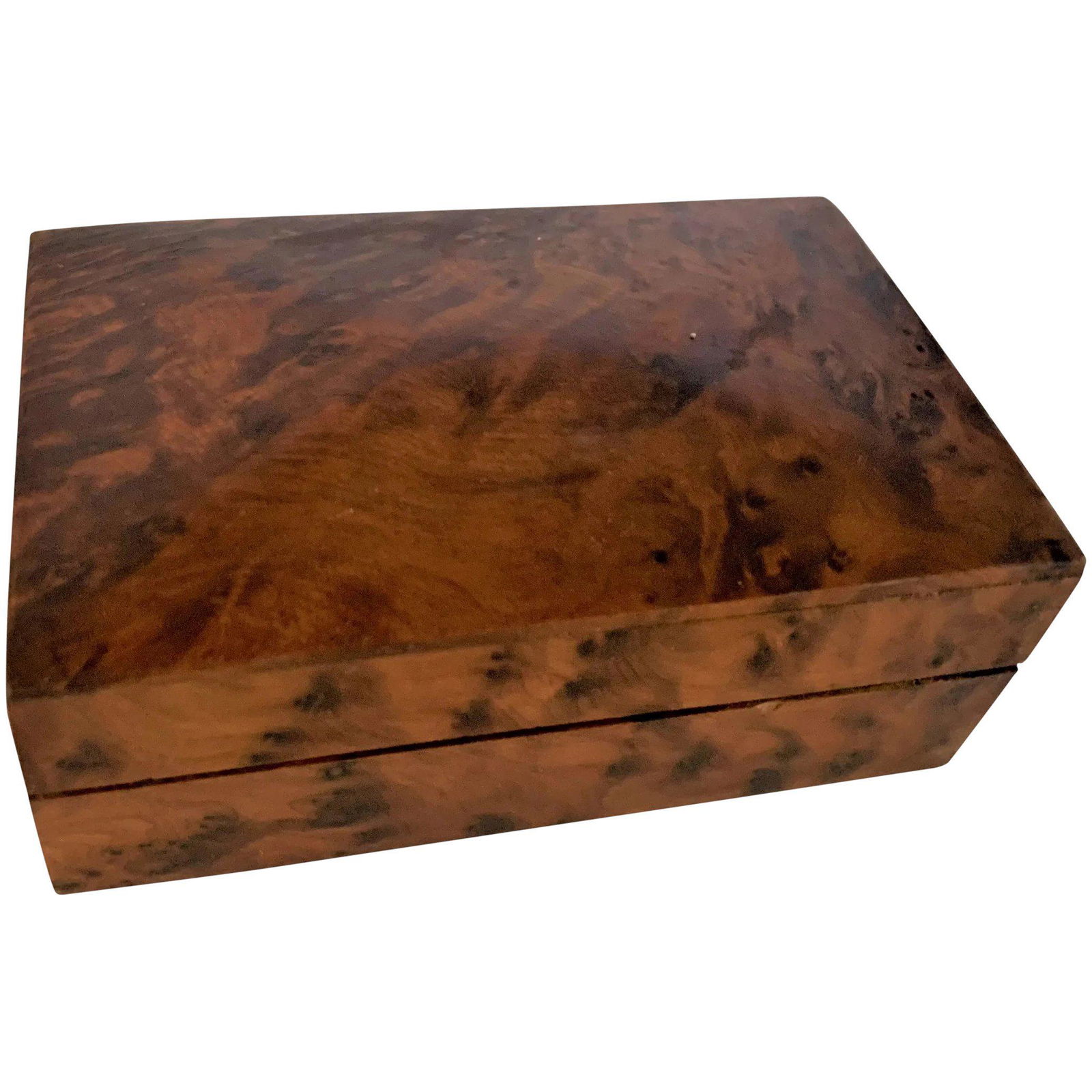 French 19c Antique Burl wood lidded cigarette Tobacco (1 of 10)