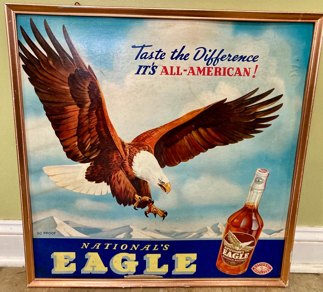 Rare National Eagle Whiskey Advertising Sign New York (1 of 6)