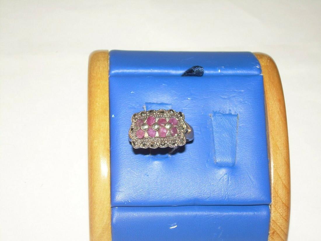 Vintage Sterling Ruby Art Deco Ring, Marcasite Accents (1 of 20)