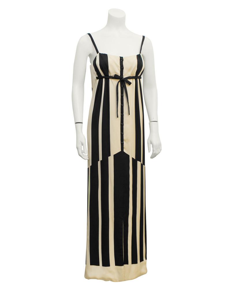 Pauline Trigere Black & White Abstract Stripe Silk Gown (1 of 7)