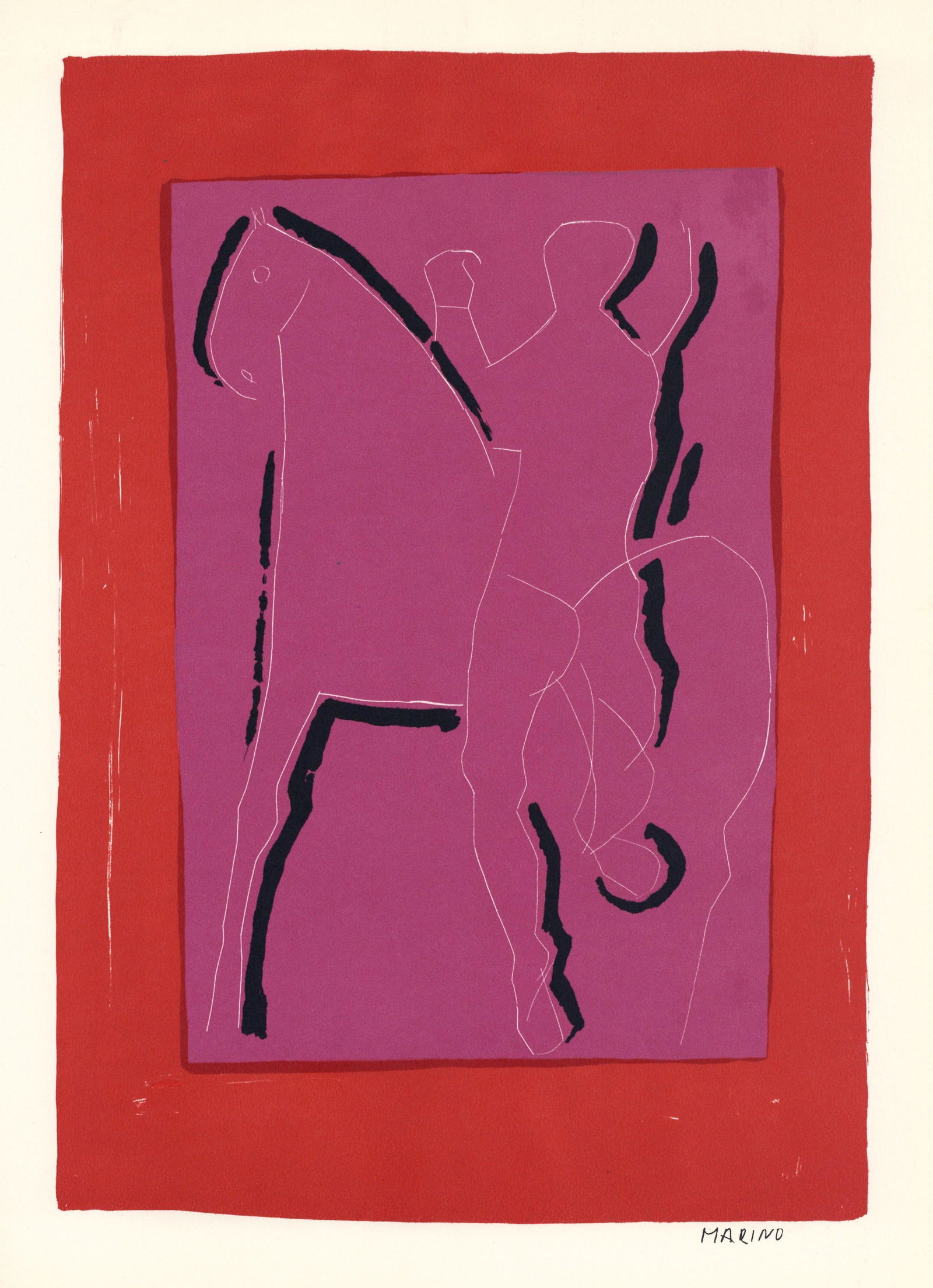 Marino Marini lithograph "Cavalier sur fond pourpre, (1 of 1)