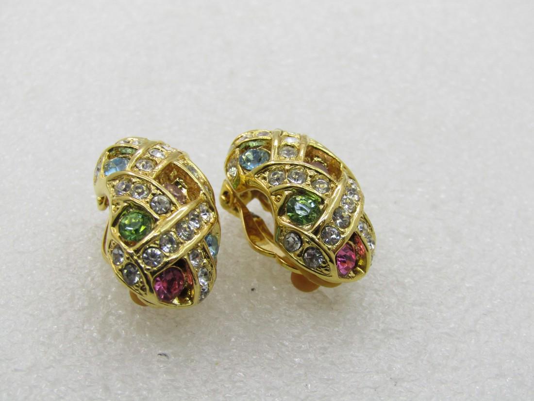 Vintage Joan Rivers Rhinestone Clip Earrings, 1" (1 of 5)