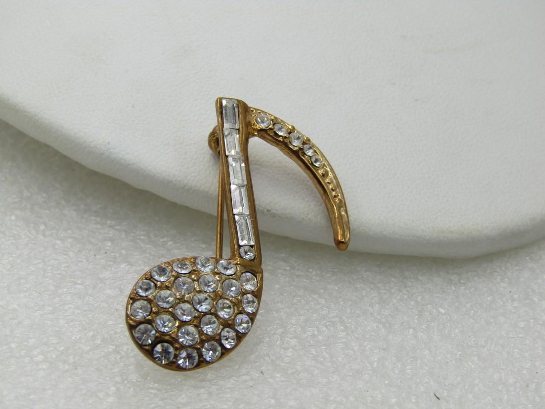 Rhinestone Musical Note Brooch, 1.5" Tall, with (1 of 10)