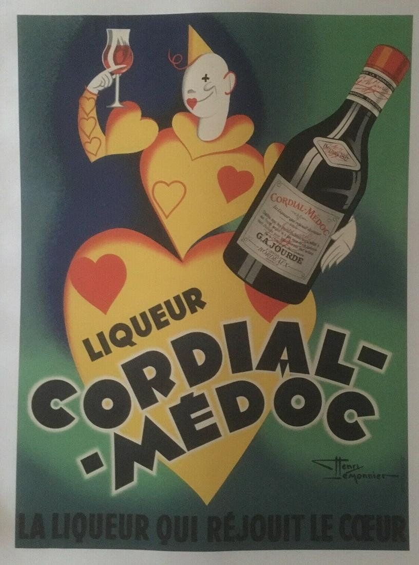 Original Vintage c.1930 Cordial Medoc Art Deco Poster (1 of 5)