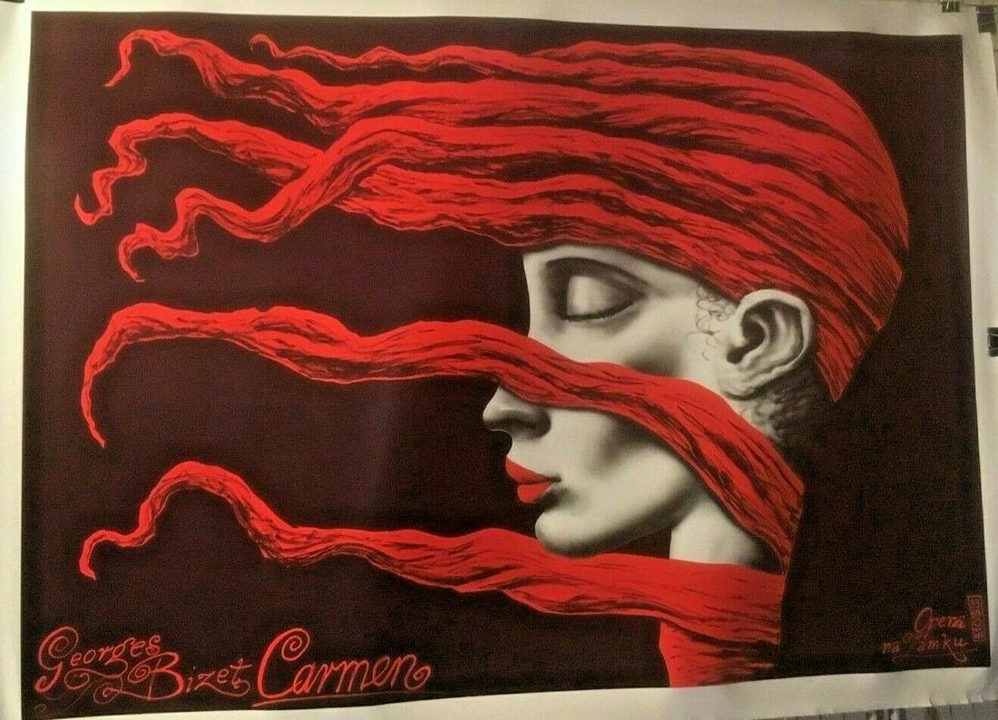 Original Vintage c.1980 "Carmen" Opera Poster Linen (1 of 4)