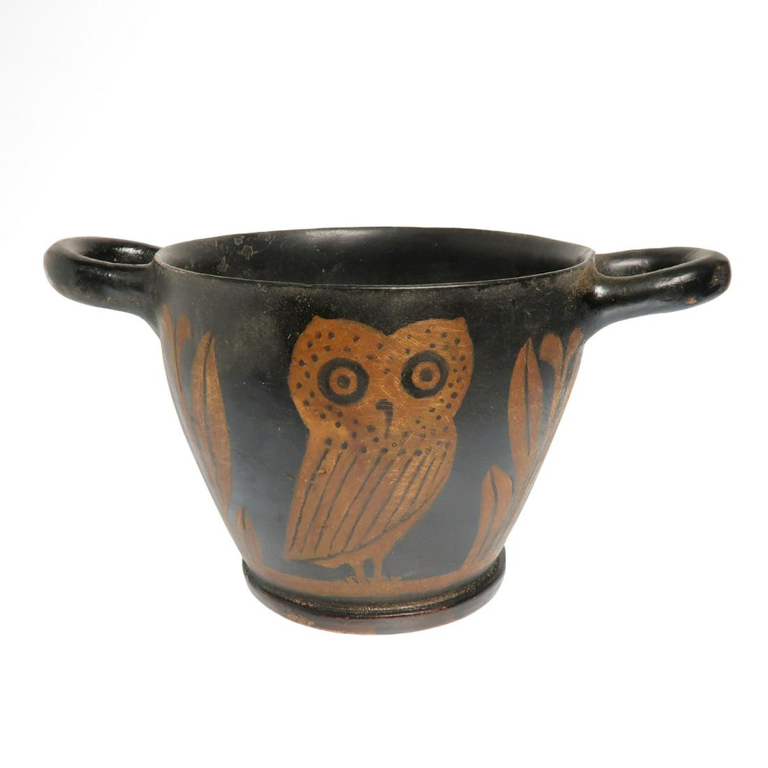 Greek Apulian Red Figure Ware Owl Skyphos, c. 5th-4th (1 of 7)