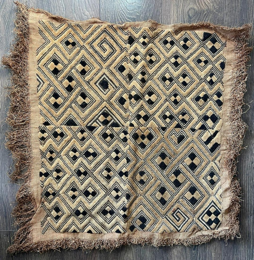 Kuba cloth from a published and renowned collection: The Sam Hilu Collection of Kuba Textiles was published by Schiffer Books in 2003 in Textile Art of the Bakuba: Velvet Embroideries in Raffia, and was exhibited in 2008-2009 in the comprehensive and hi