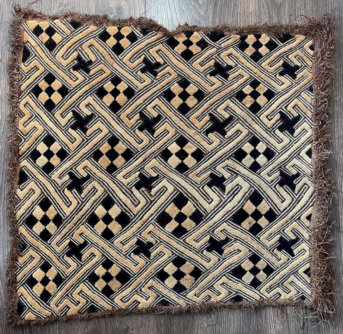 Kuba cloth from a published and renowned collection: The Sam Hilu Collection of Kuba Textiles was published by Schiffer Books in 2003 in Textile Art of the Bakuba: Velvet Embroideries in Raffia, and was exhibited in 2008-2009 in the comprehensive and hi