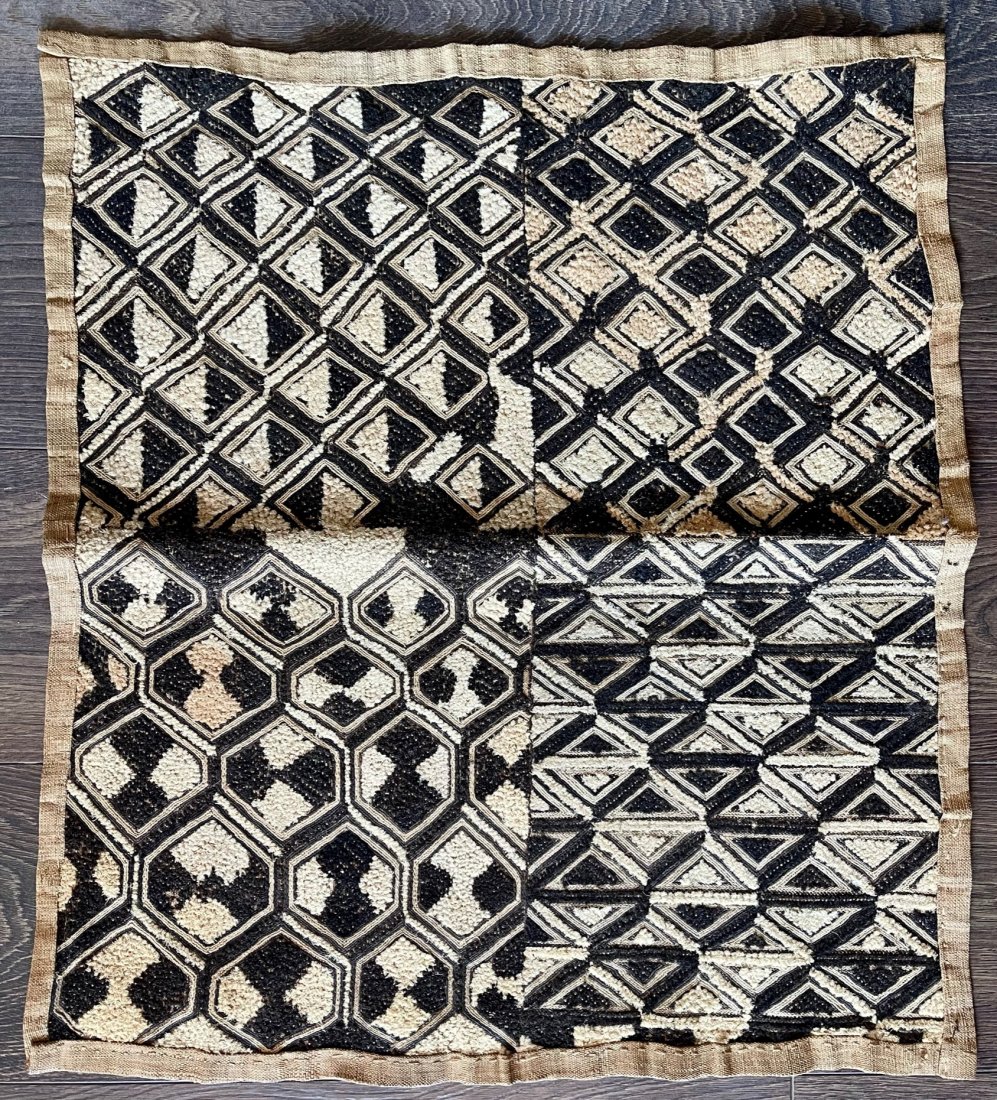 Kuba cloth from a published and renowned collection: The Sam Hilu Collection of Kuba Textiles was published by Schiffer Books in 2003 in Textile Art of the Bakuba: Velvet Embroideries in Raffia, and was exhibited in 2008-2009 in the comprehensive and hi