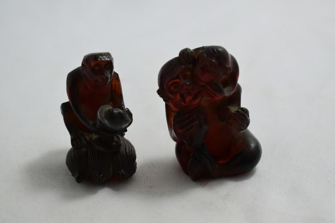 Pair of Red Resin Zodiac Figurines, Year of the Monkey,: Pair of Red Resin Zodiac Figurines, Year of the Monkey, Luck Charms Reserve: $10.00 Shipping: Domestic: Flat-rate of $10.00 to anywhere within the contiguous U.S. International: Foreign shipping rates