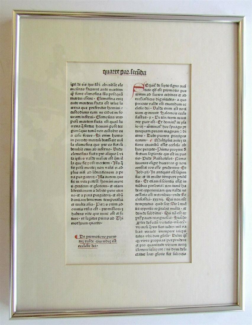 1479 INCUNABLE LEAF SUMMA DE VICIIS by H. QUENTELL (1 of 10)