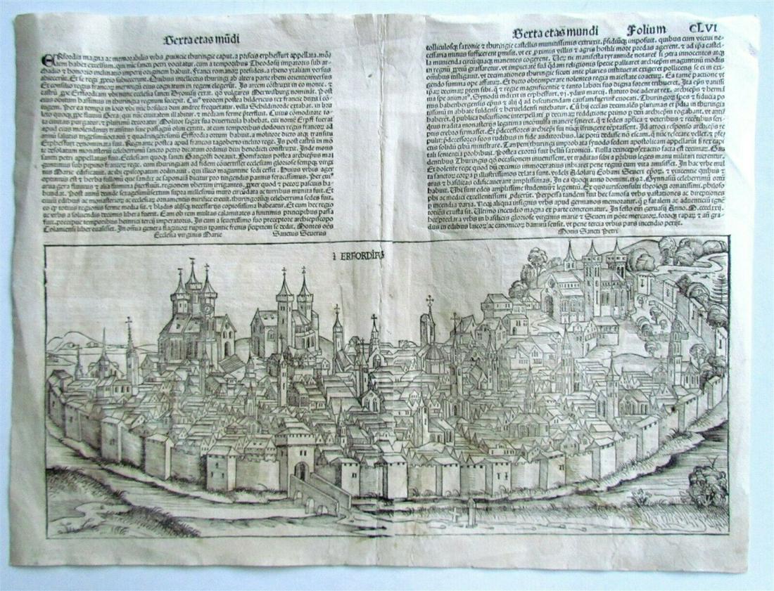 1493 INCUNABULA LEAF NUREMBERG CHRONCLE antique ERFURT (1 of 14)