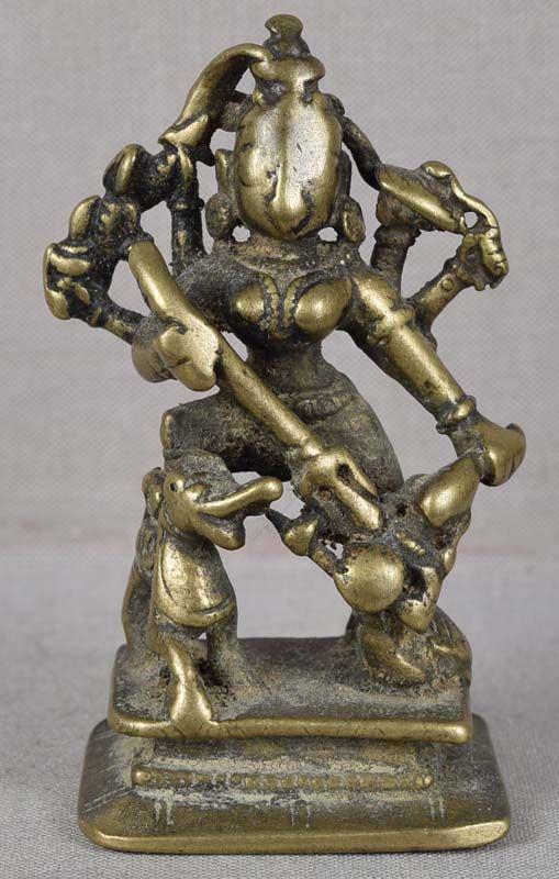18c Indian bronze DURGA slaying demon Mahishasura (1 of 6)
