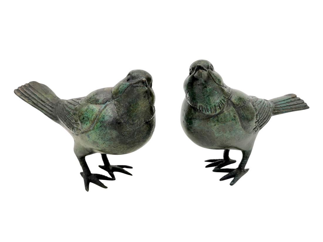 Pair of bronze birds - Bird ornaments - decorative (1 of 8)