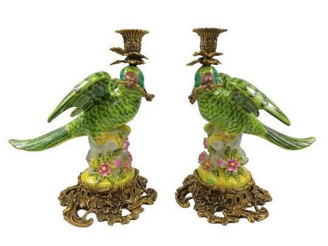 Porcelain candlesticks with bronze ornaments (depicting (1 of 10)