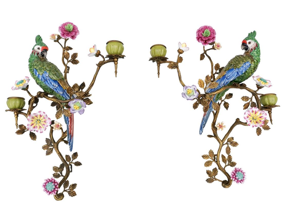 Porcelain wall appliques - A couple of Parrots - (1 of 20)