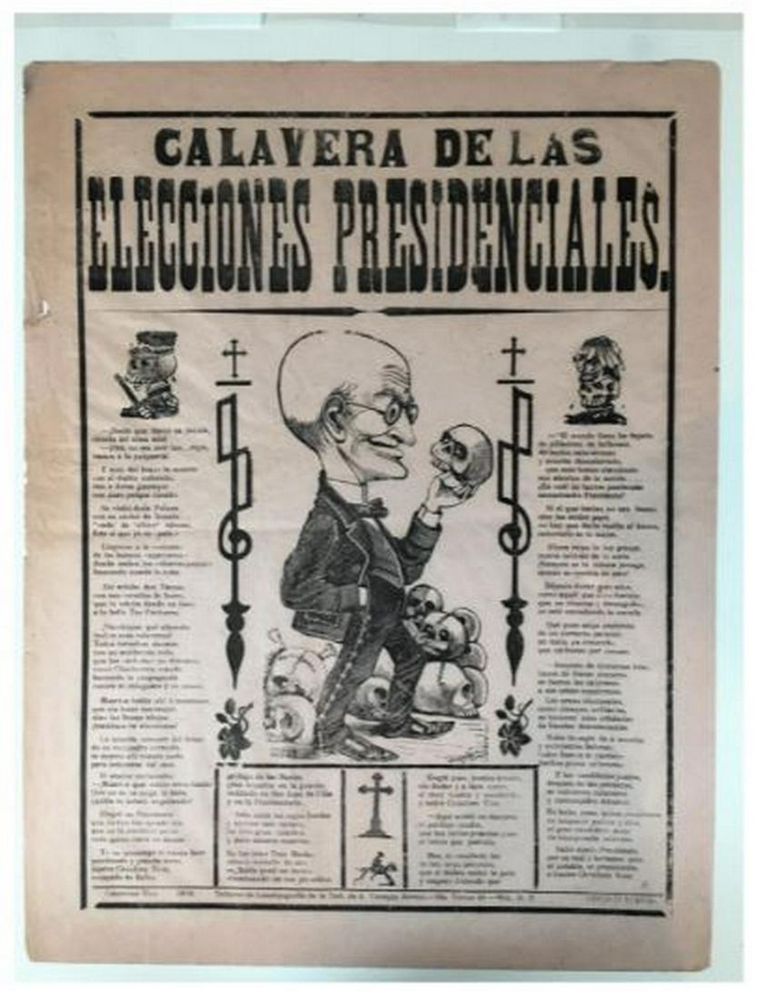 Jose Guadalupe Posada, Calaveras de las Electiones: Artist: Jose Guadalupe Posada Title: Calaveras de las Electiones Materials: Woodcut Date/Period: 1919 Dimensions: 12 X 15 2/4 Reserve: $300.00 Shipping: Domestic: Flat-rate of $35.00 to anywhere