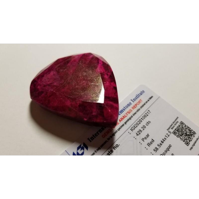 Big Natural ruby 429 ct pear cut certificate IGI (1 of 11)