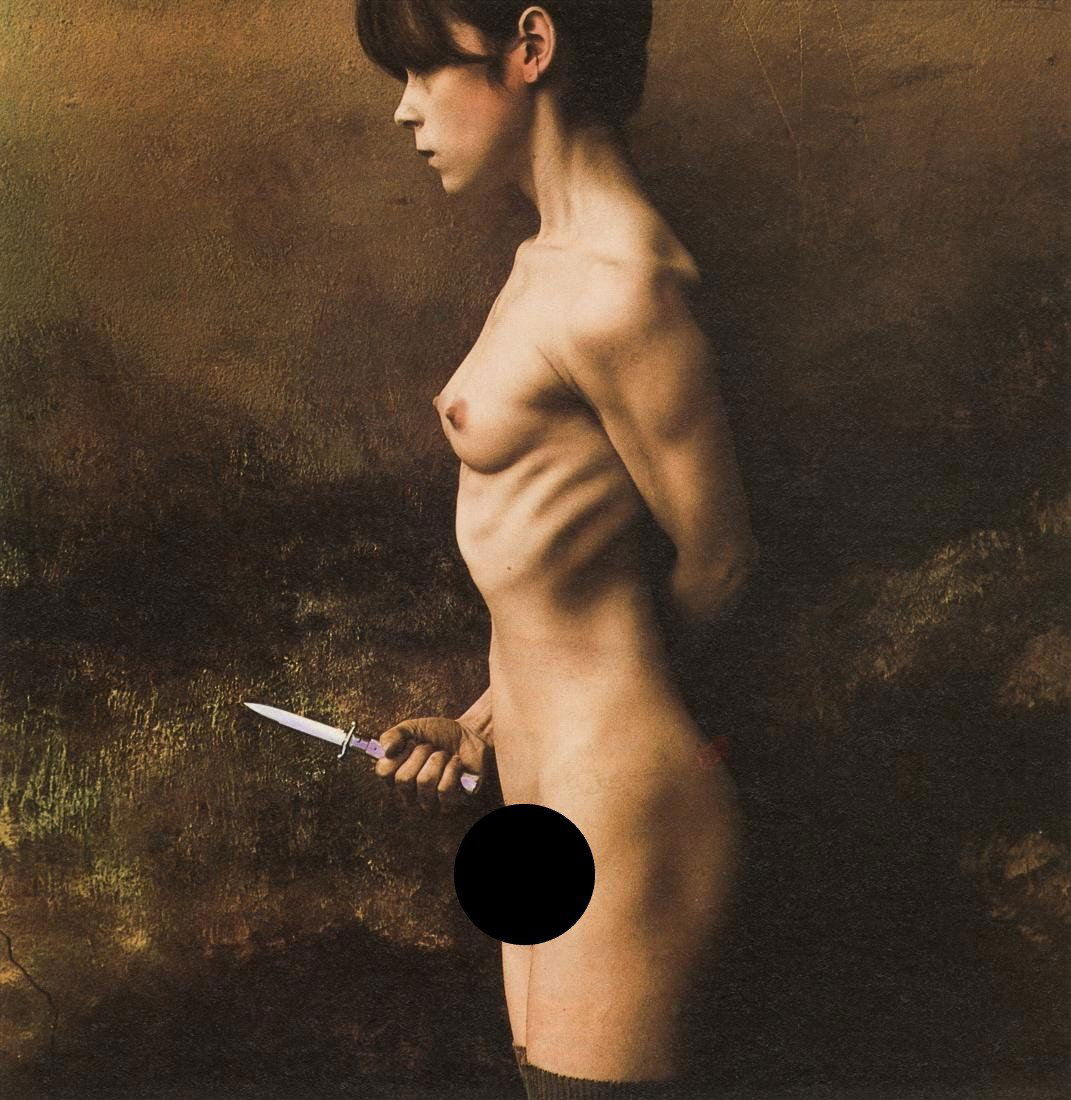 JAN SAUDEK - Knife Nr. 223, 1985: Artist: Jan Saudek Title: Knife Nr. 223, 1985 Medium: Photo Litho, 1991, Slovenia Dimensions: 8.6x8.85" Description: Heat Wax Mounted on 11x14" Conservation Board Artist Bio: Jan Saudek (1935) is a Cz