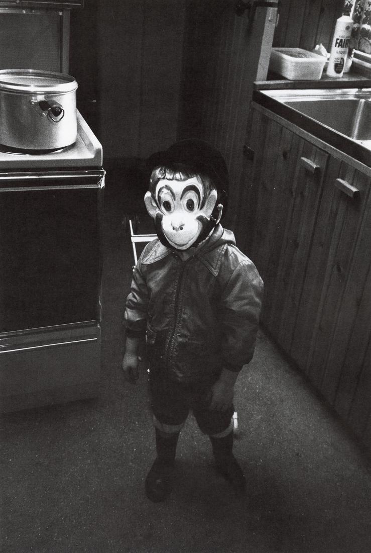 LINDA MCCARTNEY - Monkey Mask, Scotland, 1980: Artist: Linda McCartney Title: Monkey Mask, Scotland, 1980 Medium: Photo Litho, 1982, Netherlands Dimensions: 8.1x12.05" Description: Heat Wax Mounted on 12x16" Conservation Board Artist Bio: Linda Mc
