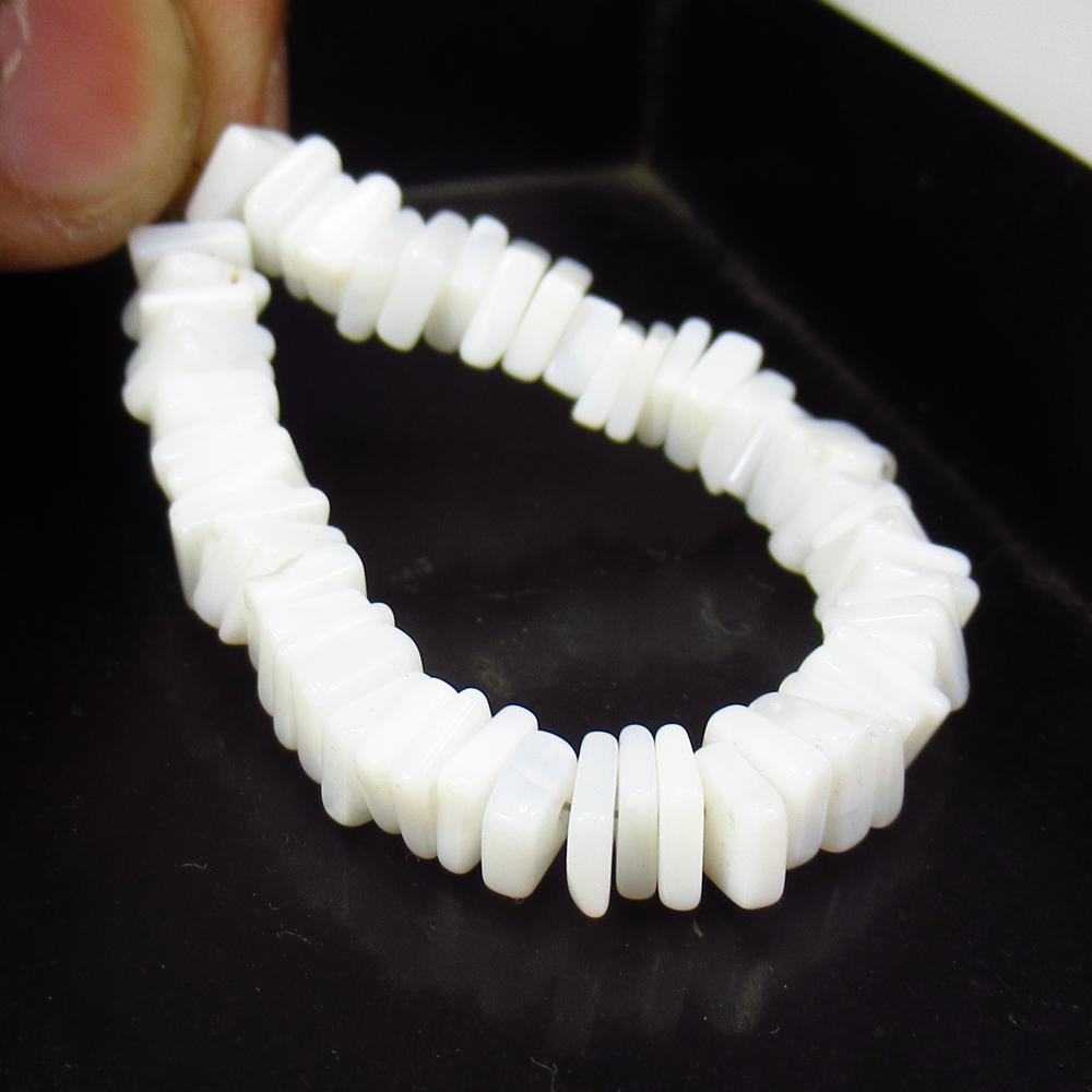 23.95 Ct Natural 57 White Opal Square Beads (1 of 2)
