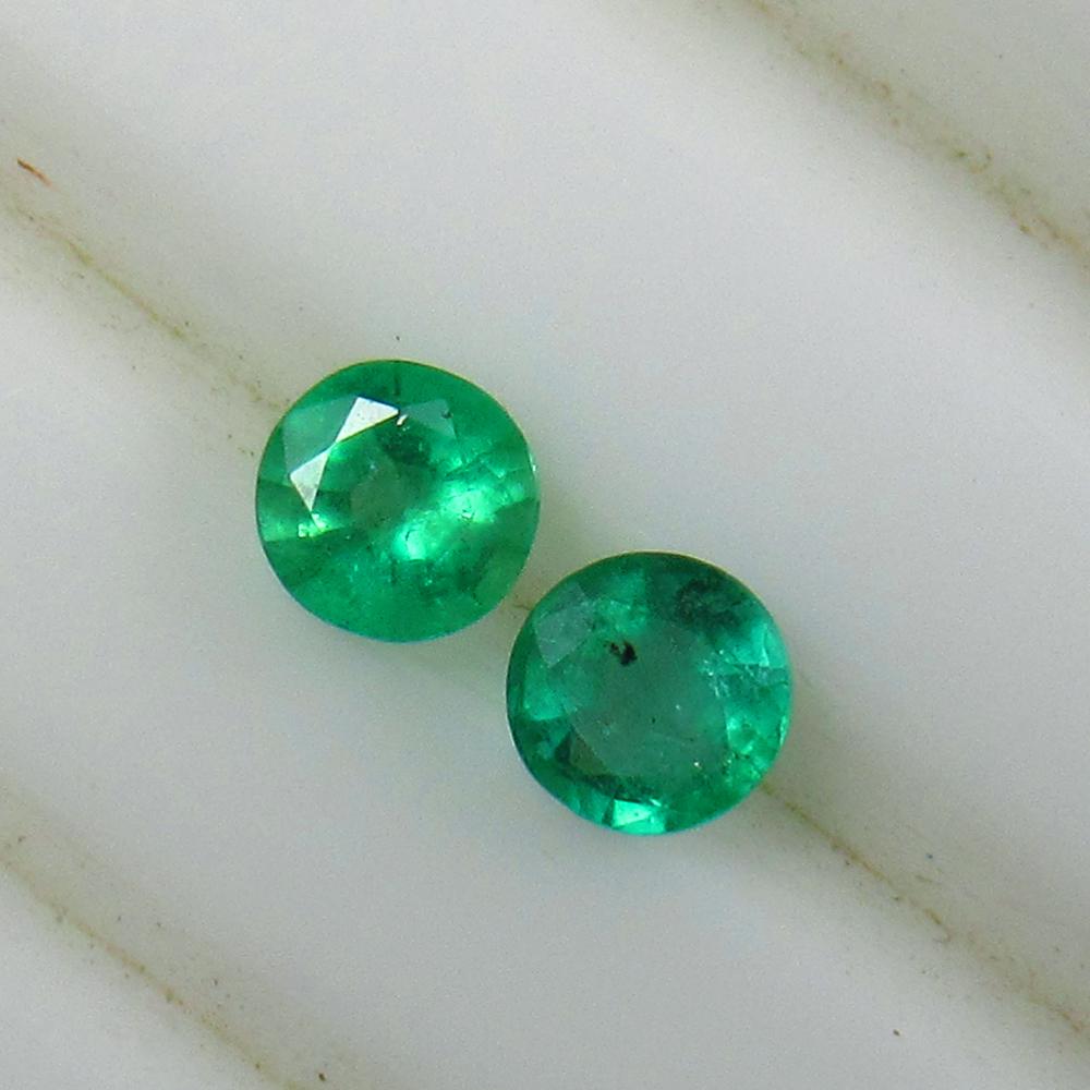 0.40 Ct Natural Zambian Emerald Round Pair (1 of 2)