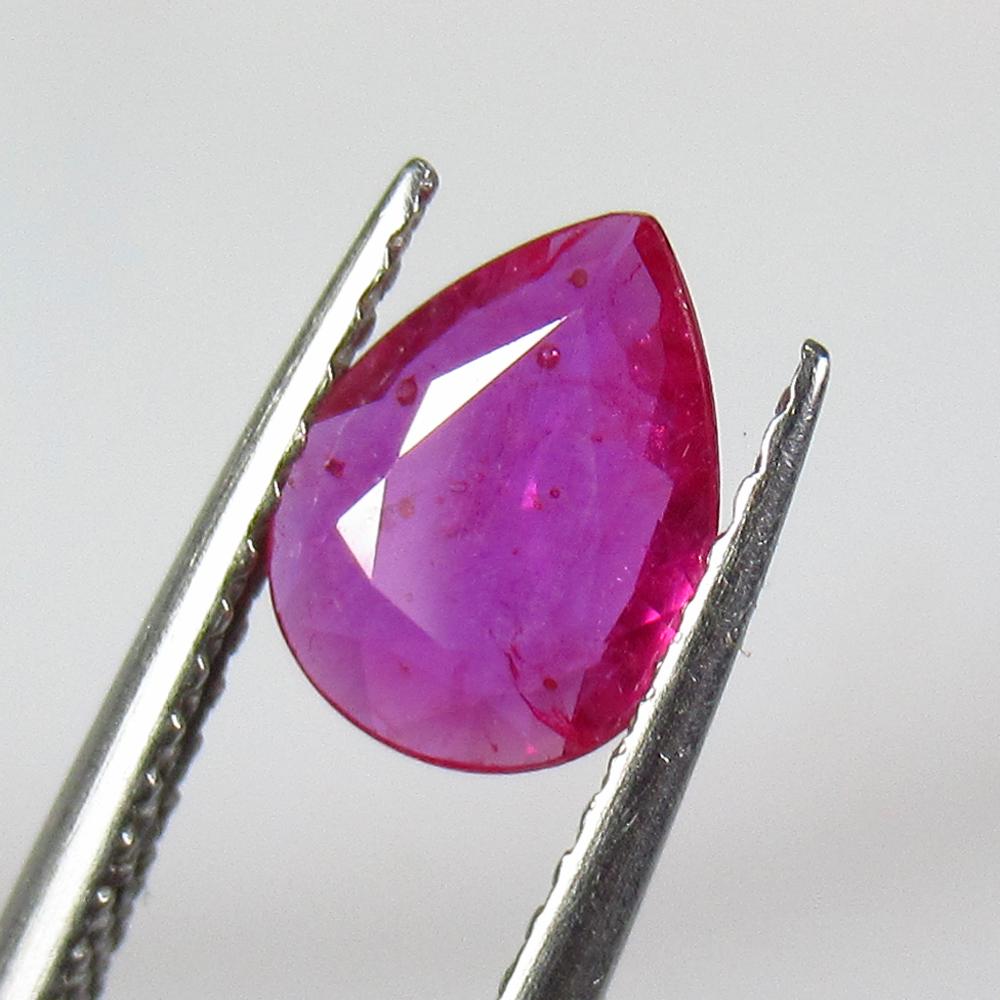 0.82 Ct Natural Mozambique Pinkish Red Ruby Pear Cut (1 of 2)