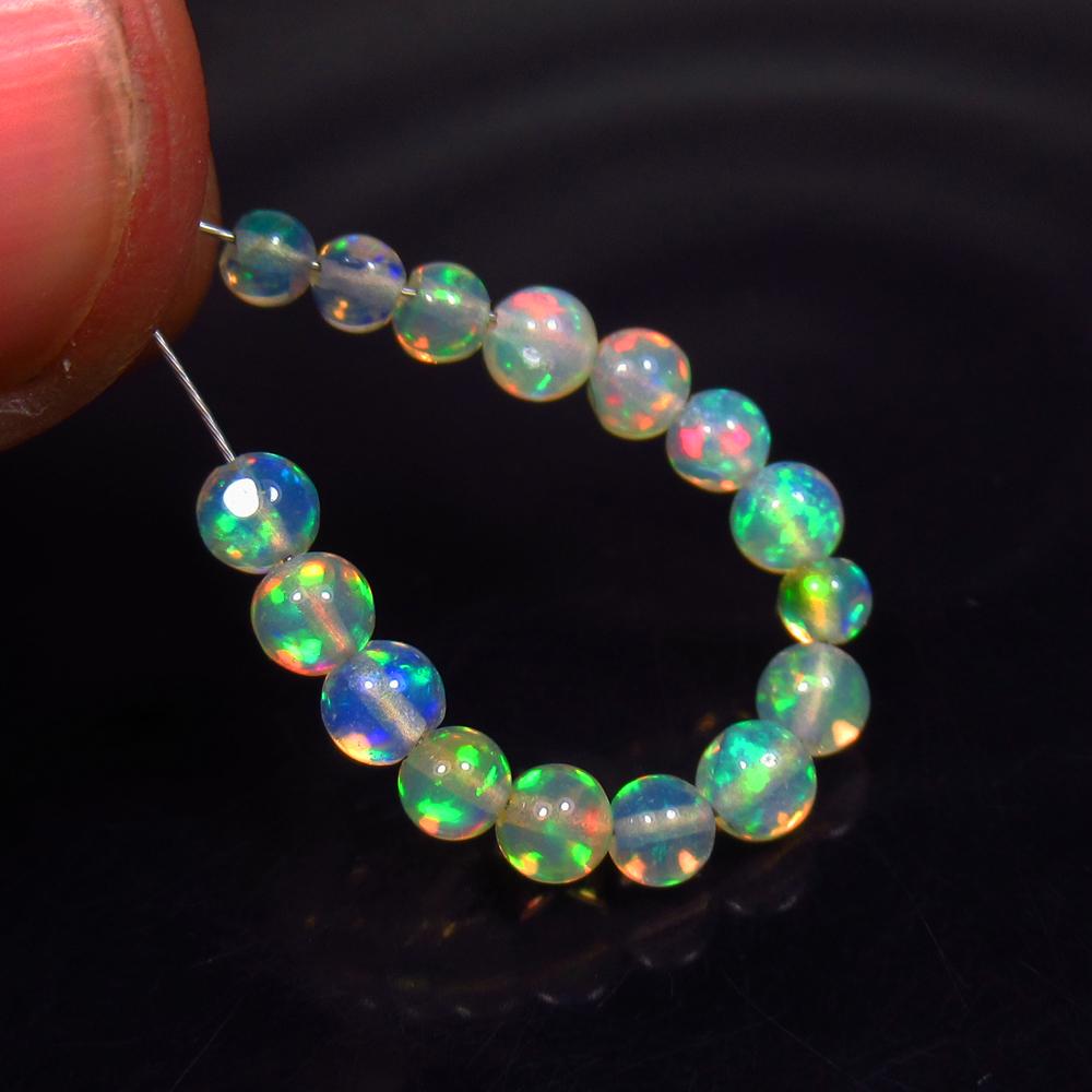 2.45 Ct Natural 16 Drilled Fire Opal Ball Beads (1 of 2)
