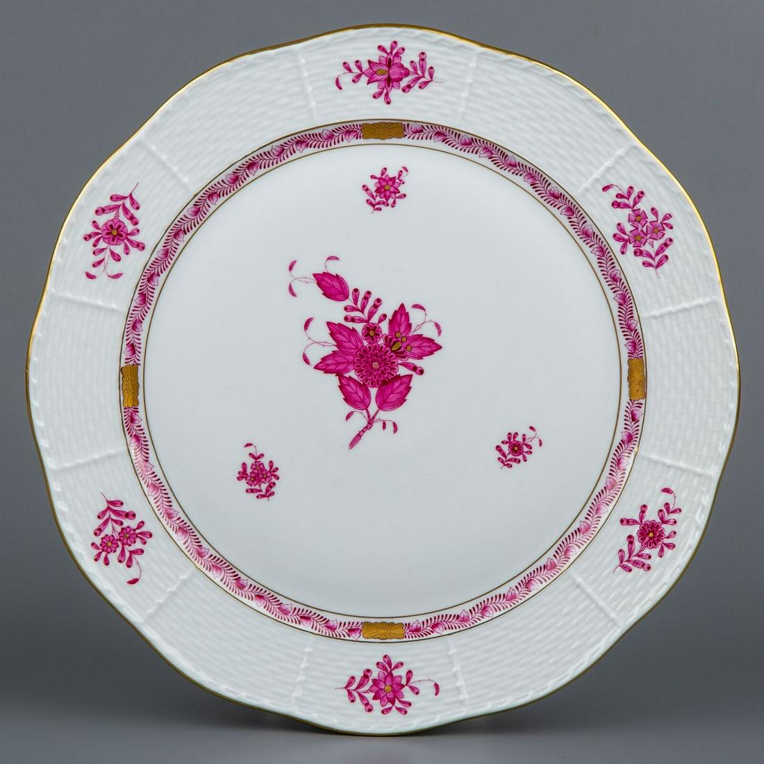 Herend Chinese Bouquet Raspberry Round Serving Platter (1 of 7)