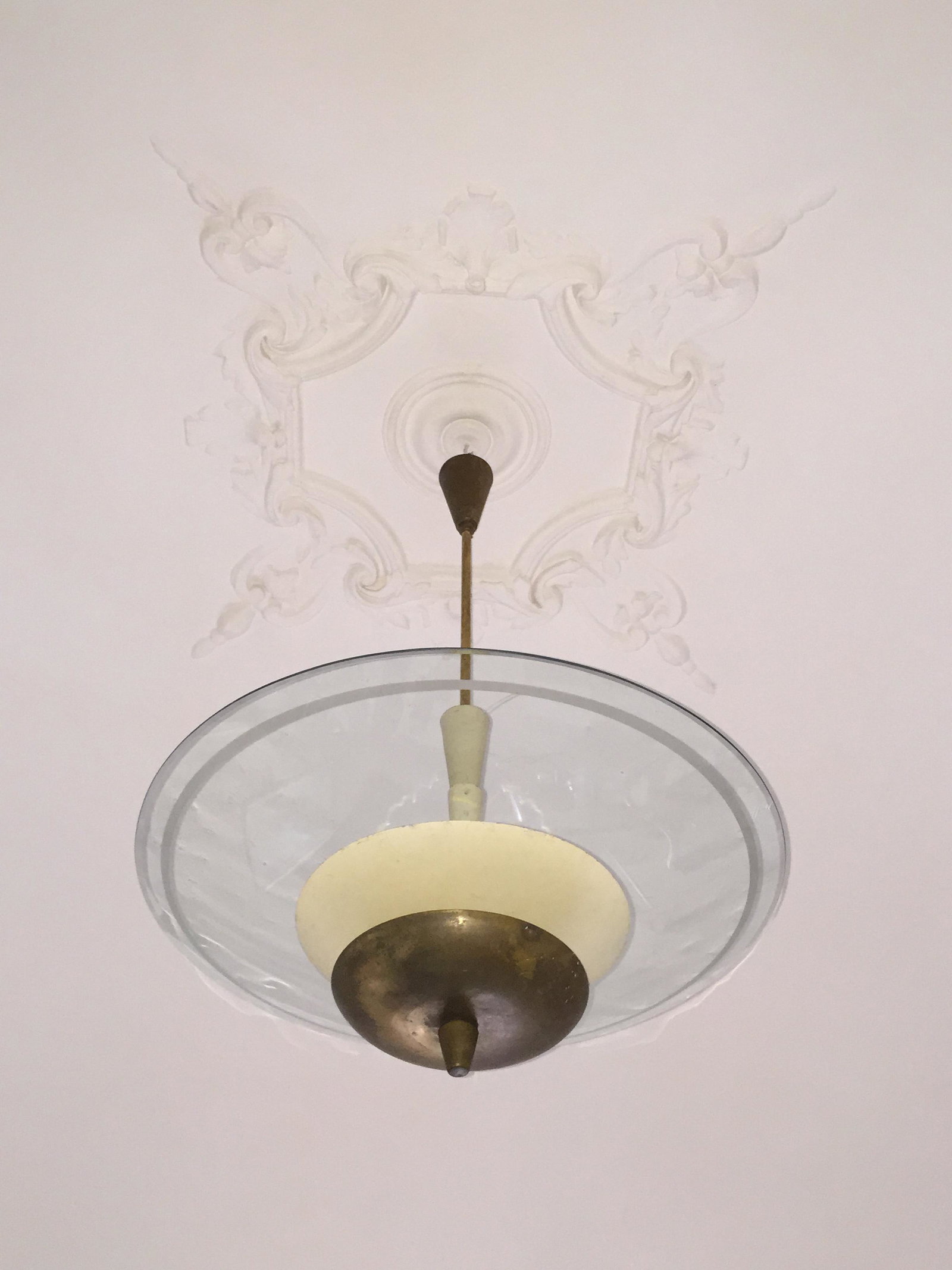 Vintage chandelier in the manner of Fontana Arte, (1 of 5)