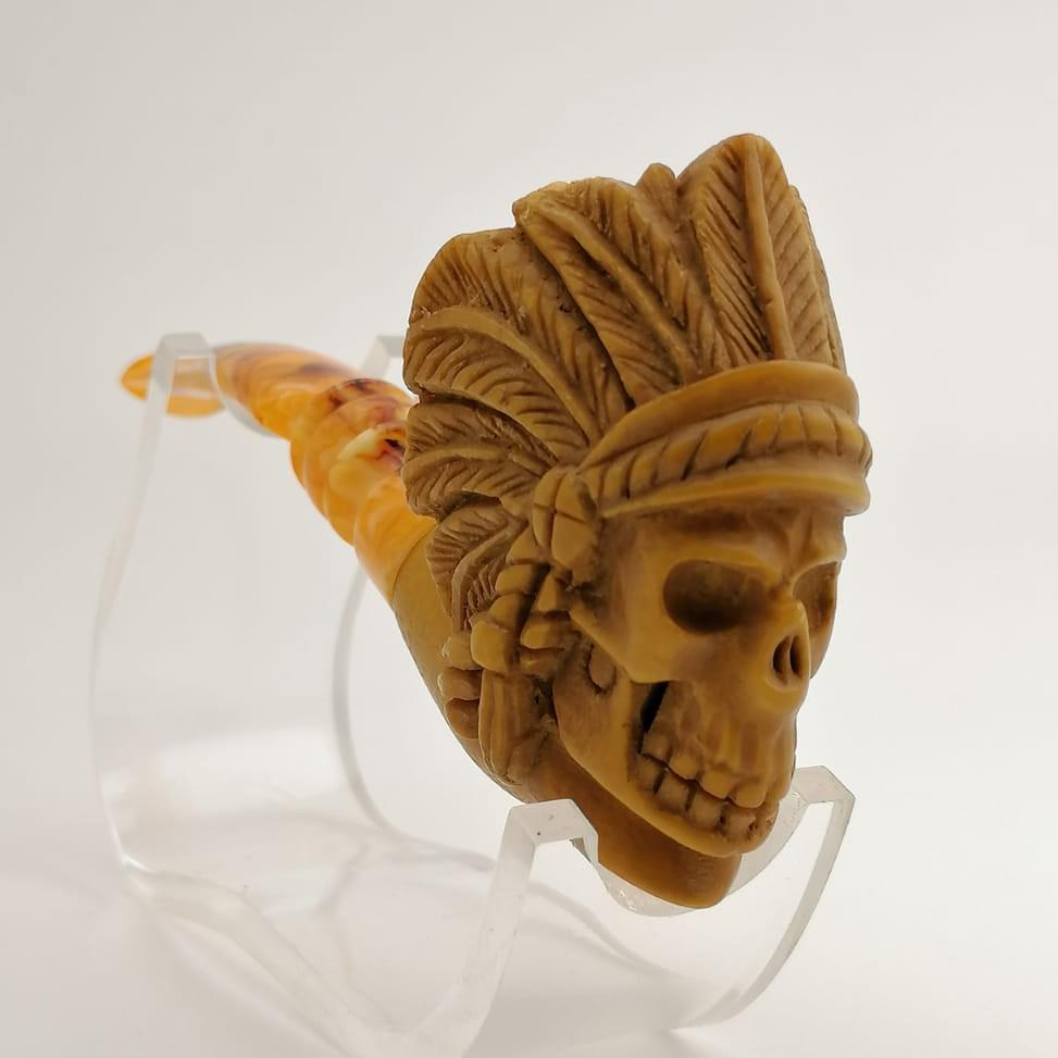 Indian Warrior Chief Skull,Hand carved Meerschaum Pipe (1 of 11)