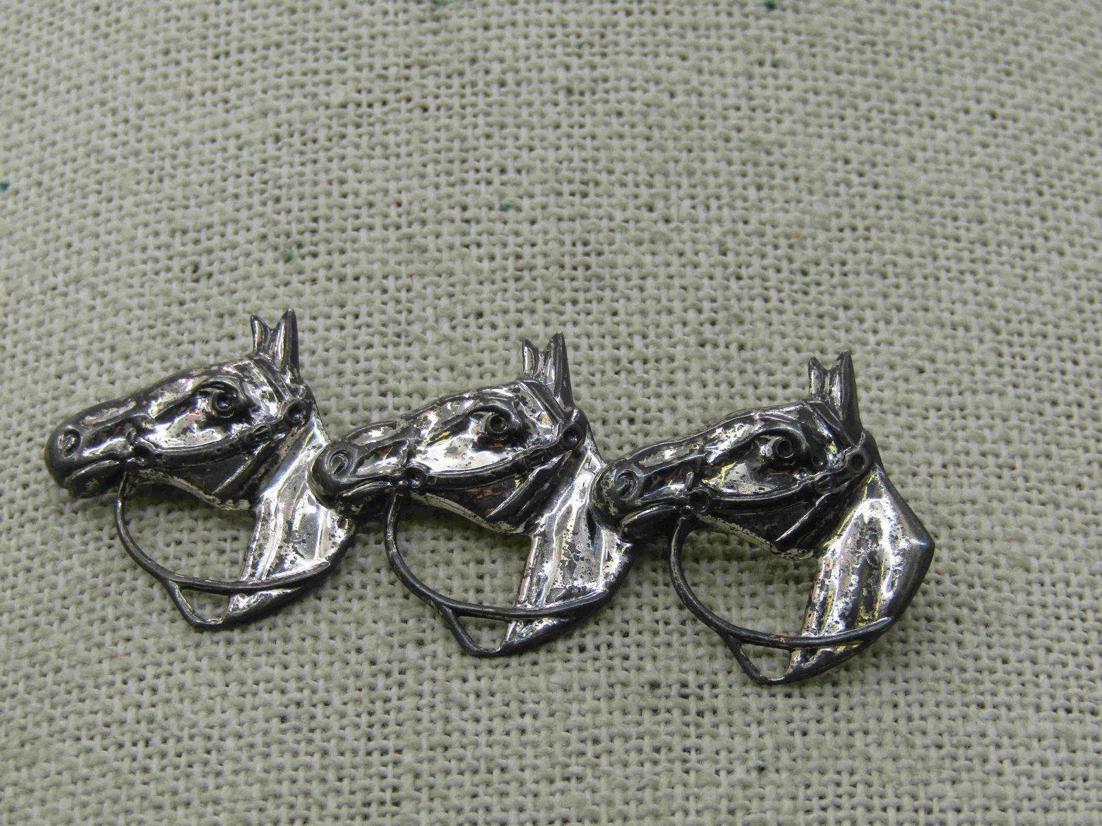 Vintage Beau Sterling Triple Horse Brooch, 1960's (1 of 6)