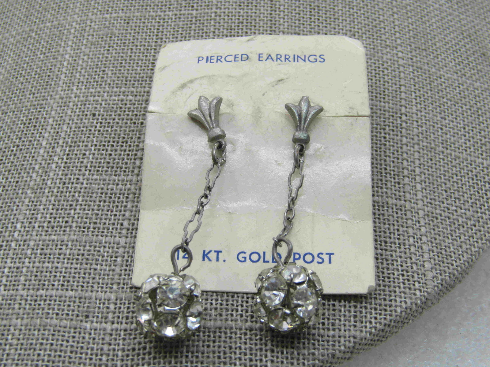 Vintage Art Deco 14kt Post Drop Earrings, Mid-Century, (1 of 6)