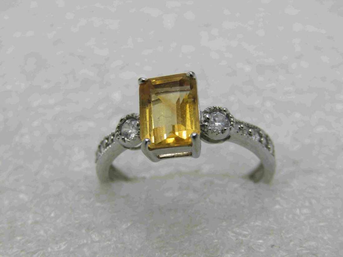 Sterling Silver Princess Cut Citrine Ring, 1.25 CTWm (1 of 7)
