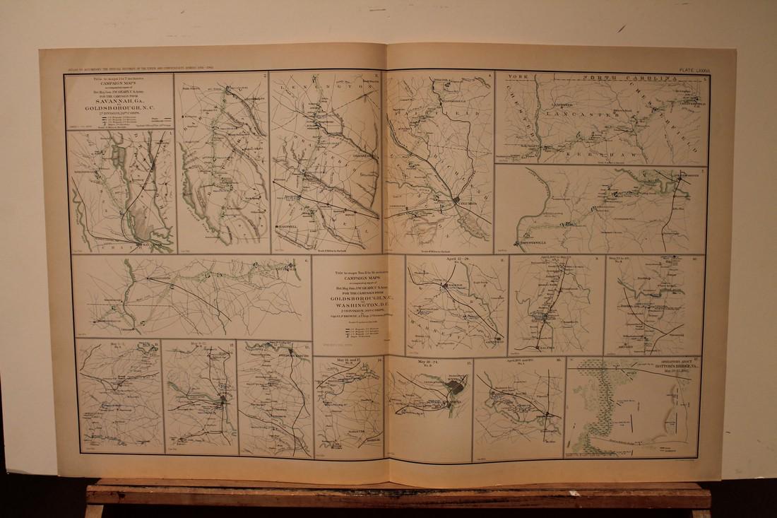 1893 Civil War Map: Title: 1893 Civil War Map Medium: Ink on Paper Dimensions: 29.5"X18.5" Civil War map dated 1893. Published under the direction of the Hon. Stephen B. Elkins Secretary of War. These maps accompanied th