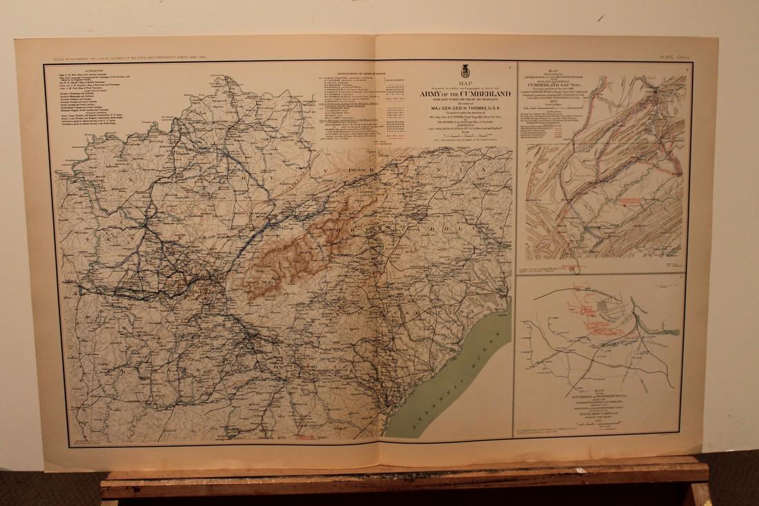 1894 Civil War Map: Title: 1894 Civil War Map Medium: Ink on Paper Dimensions: 29.5"X18.5" Civil War map dated 1894. Published under the direction of the Hon. Stephen B. Elkins Secretary of War. These maps accompanied th
