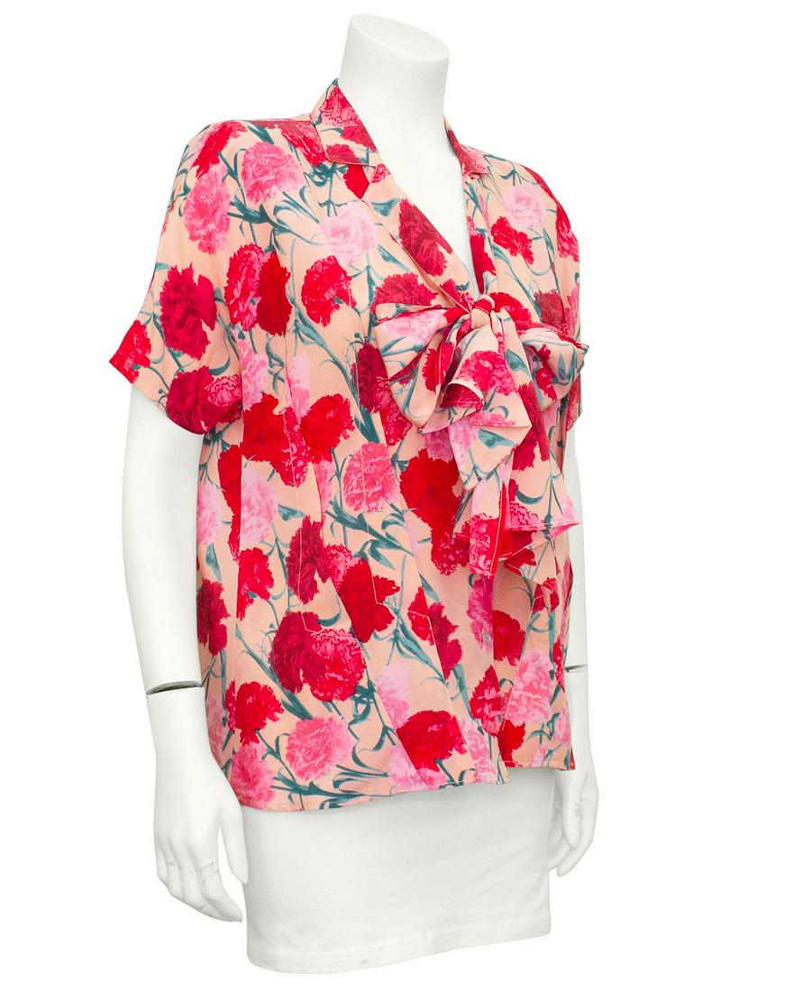 Gianfranco Ferre Pink and Red Carnation Print Silk (1 of 6)