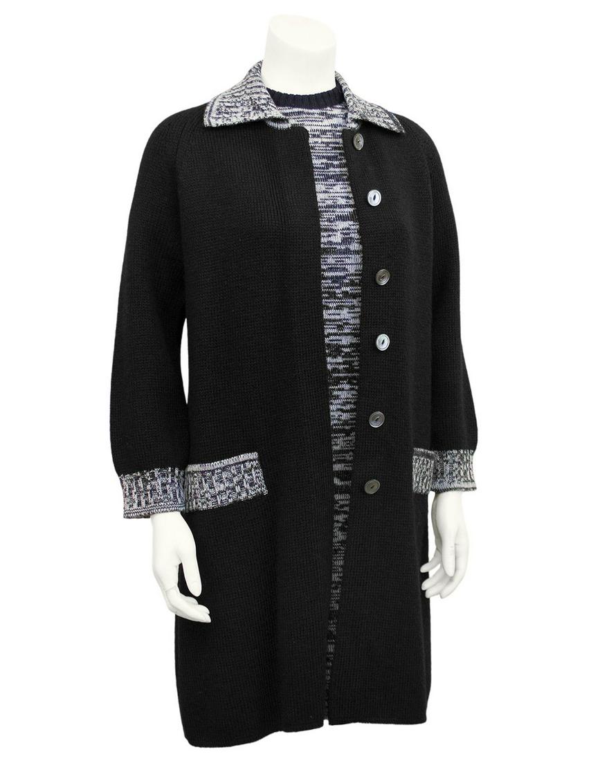 Anonymous Black and white marled knit jacket & dress (1 of 8)