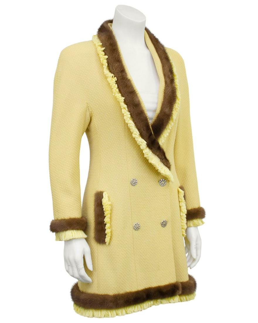 Christian Dior Yellow Bouclé Jacket with Mink Trim (1 of 6)