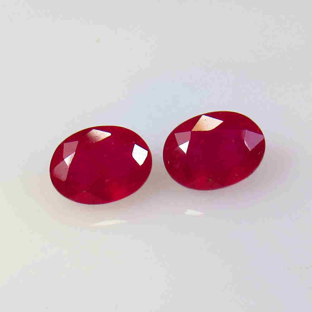 3.78 Ctw Natural Red Ruby Oval Pair (1 of 2)