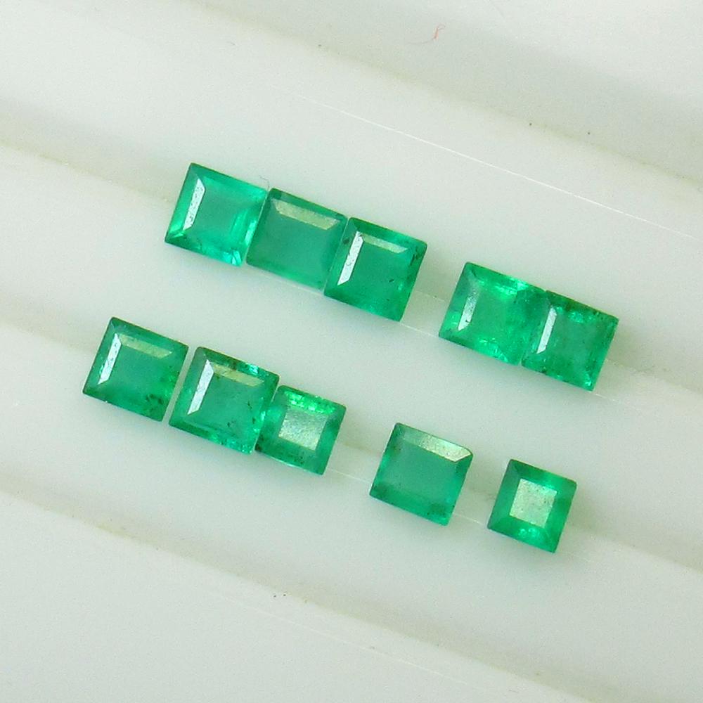 1.68 Ct Natural 10 Zambian Emerald Square Set (1 of 2)
