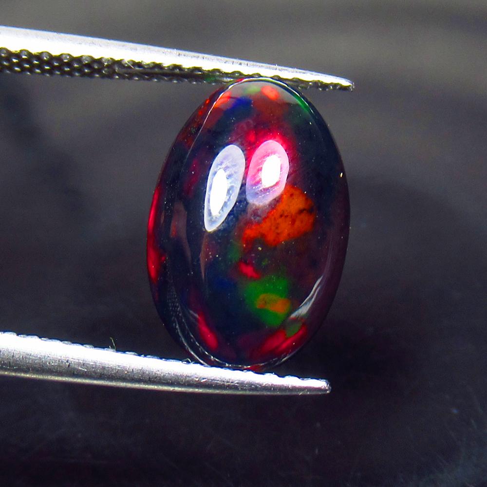 2.27 Ct Natural Ethiopian Black Fire Opal Oval Cab (1 of 3)