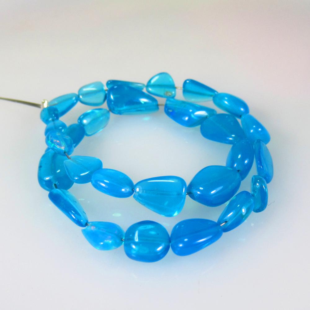 12.00 Ct Natural 28 Drilled Blue Fire Opal Beads (1 of 2)