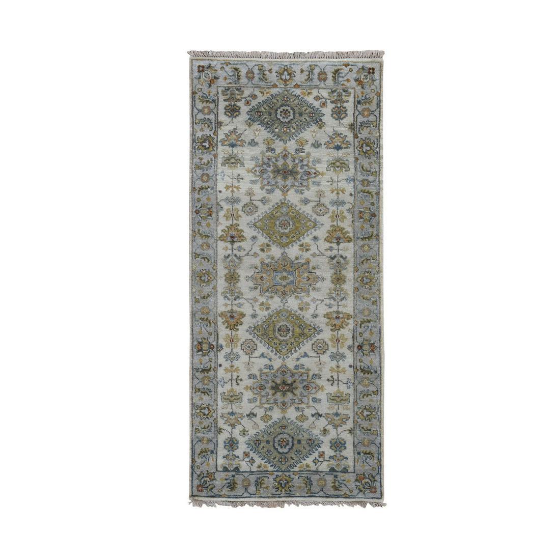 Ivory Karajeh Design Pure Wool Runner Hand Knotted (1 of 7)
